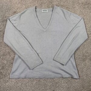 Brora 100% Cashmere V-Neck Sweater Light Blue Made in Scotland Size 38 Pullover